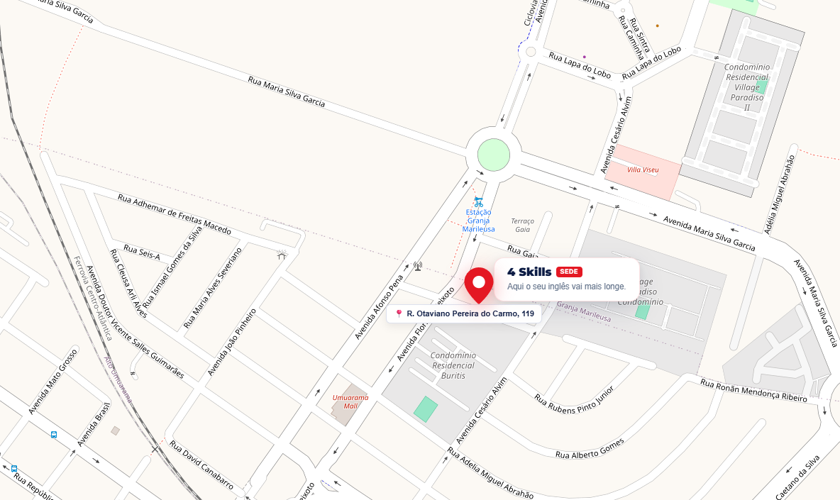 Mapa da localização da 4 Skills: Ruas, pontos de referência e acesso