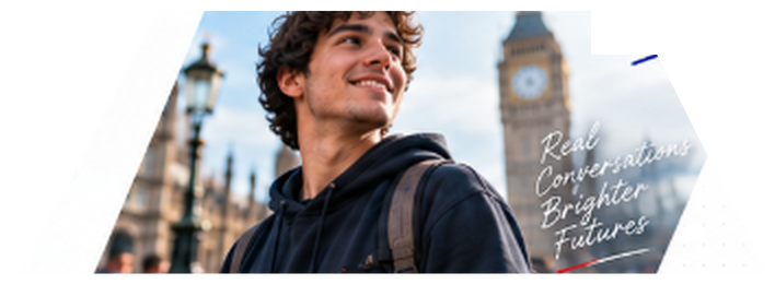 Aluno da 4 Skills utilizando inglês com confiança em Londres